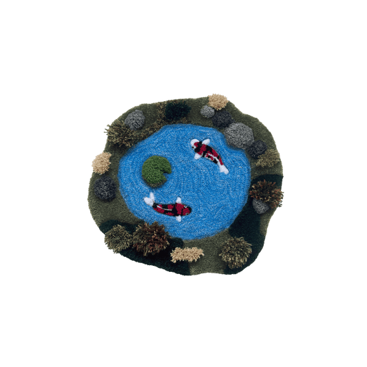 Landscape Koi Pond Rug with Rocks